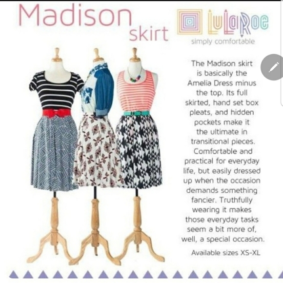 NWT LuLaRoe Madison Skirt with Geometric Patttern - S (Sz 4 - 6 US) - Picture 4 of 8